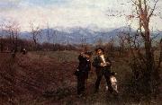 Wilhelm Leibl Leibl und Sperl auf der Huhnerjagd Germany oil painting artist